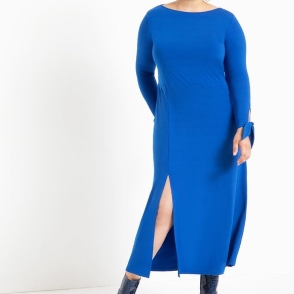 Eloquii Boat Neck Tie Sleeve Dress Size 22 J2 - Picture 1 of 8